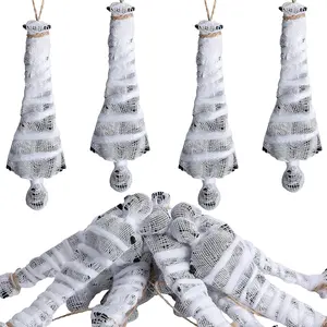 12 count Halloween Cocoon Corpse Decoration, 5.6'' Scary Cocoon Skeleton Ornament, Hanging Gauze Skeleton Corpses Prop for Halloween Party  Tree Table Decor Haunted House