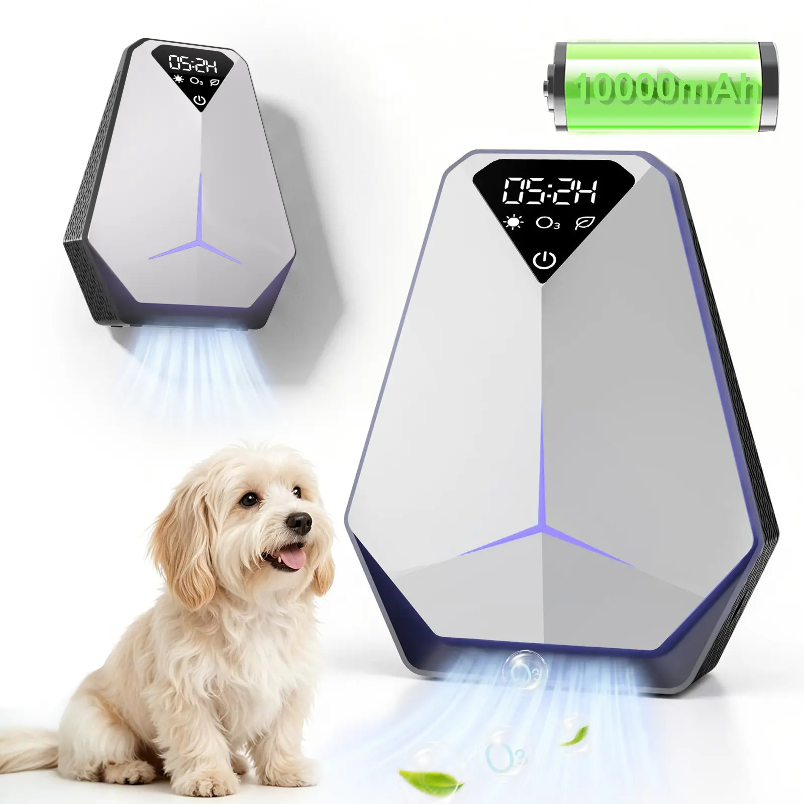 [Teaifa] Cordless Rechargeable 3-in-1 Compact Air Purifier-Ionizer-Ozone Generator, ABS, 5V, EPA Certified, LED, Independent Switches, Timer Control, Wall/Table Mount, Optional 10000mAh Battery, Anti-Allergy, Multi-Mode, for Kitchen & Shoe Cabinet Use, Ba