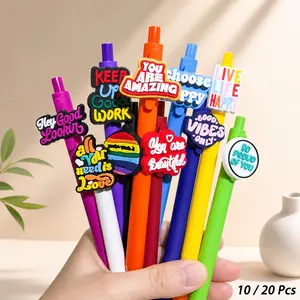 10/20 Pcs Silicone Inspirational Gel Ink Ballpoint Pens, Medium Point with Motivational Quotes Design, Durable Writing Tool, Unique Pens for Gifts, Office, Students and Staff, Gel Pen Set
