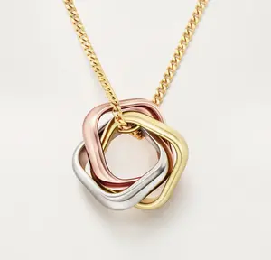 Pre-owned Cartier Trinity pendant, cushion shaped 18k gold necklace 2024 full set