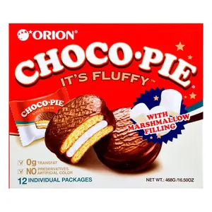 Orion Choco-Pie Chocolate Pie with Fluffy Marshmallow Filling 0g Transfat 12 Pieces 16.5oz No Preservatives Artificial Color