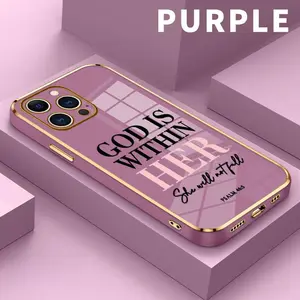 Glossy Plating Smartphone Case for iPhone 11/12/13/14 Plus/15 Pro Max/16/17, Divine Inner Strength Printed Soft Silicone TPU Casing, Anti-Oil Protective Cellphone Accessory with Enhanced Protection