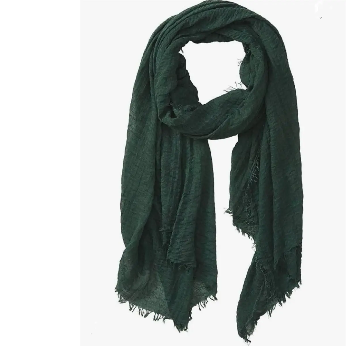Cotton Blend Crinkle Vintage Soft Scarf with Fringed Edges 35" × 70"/Premium Maxi Cotton Crinkle Hijab Headscarf shawl wrap for women/Premium Cotton Crinkle Hijab,shawl, wrap for women/ plain cotton hijab