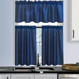 large window Kitchen Bathroom Window Solution 3-Piece Faux Silk Sheer Set with Tier & Valance Easy Install Curtain Home Decoration Curtain Adjustable Curtain Rod curtains for bedroom curtains langsir bidai blackout sheer Ring brocade blind langsir hook ro