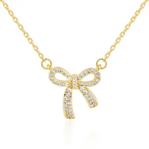 ��Gold-Tone Pav�� Bow Necklace�� - Dainty Romantic Jewelry for Feminine Style & Sweet Occasions