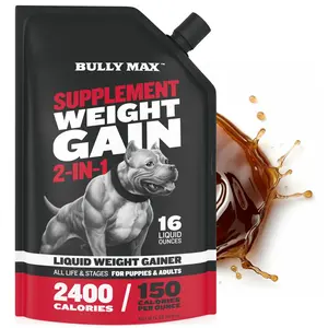 Bully Max 2-in-1 Weight Gainer Liquid for Puppies & Adult Dogs | High Calorie Multivitamin Dog Supplement - 16 oz Bag