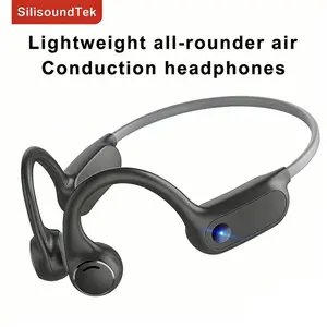 SST Ultra-Light Big Volume Open Ear Sport SilisoundTek Air Conduction & Bone Conduction Bluetooth Headphones Running Wireless Large Capacity Battery, Easy Control,Stereo, Headset Audio