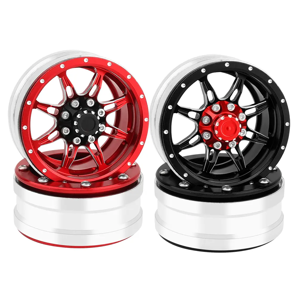 4pcs 1.9 inch Metal Alloy Beadlock Wheel Rims Hubs for 1:10 Scale Axial SCX10 I II III D90 90046 SCX10 PRO Capra TRX4 RC4WD 1/10 MN128 1/12 RC Rock Crawler Upgrade Part
