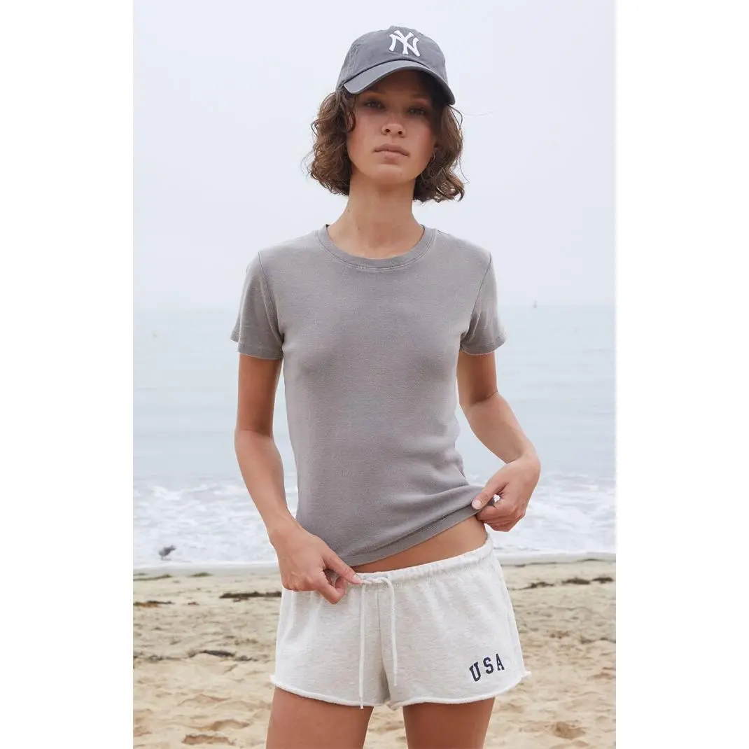 John Galt Women's Gray Loreen Short Sleeve Top