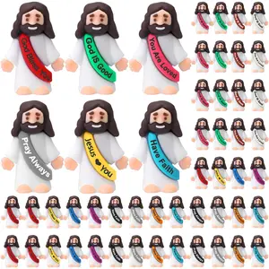 50Pcs Little Jesus Figures Original Design Mini Jesus Figures Cute Jesus Ornament to Hide and Seek Religious Party Favors Sunday School Baptism Share Gifts Home Decoration