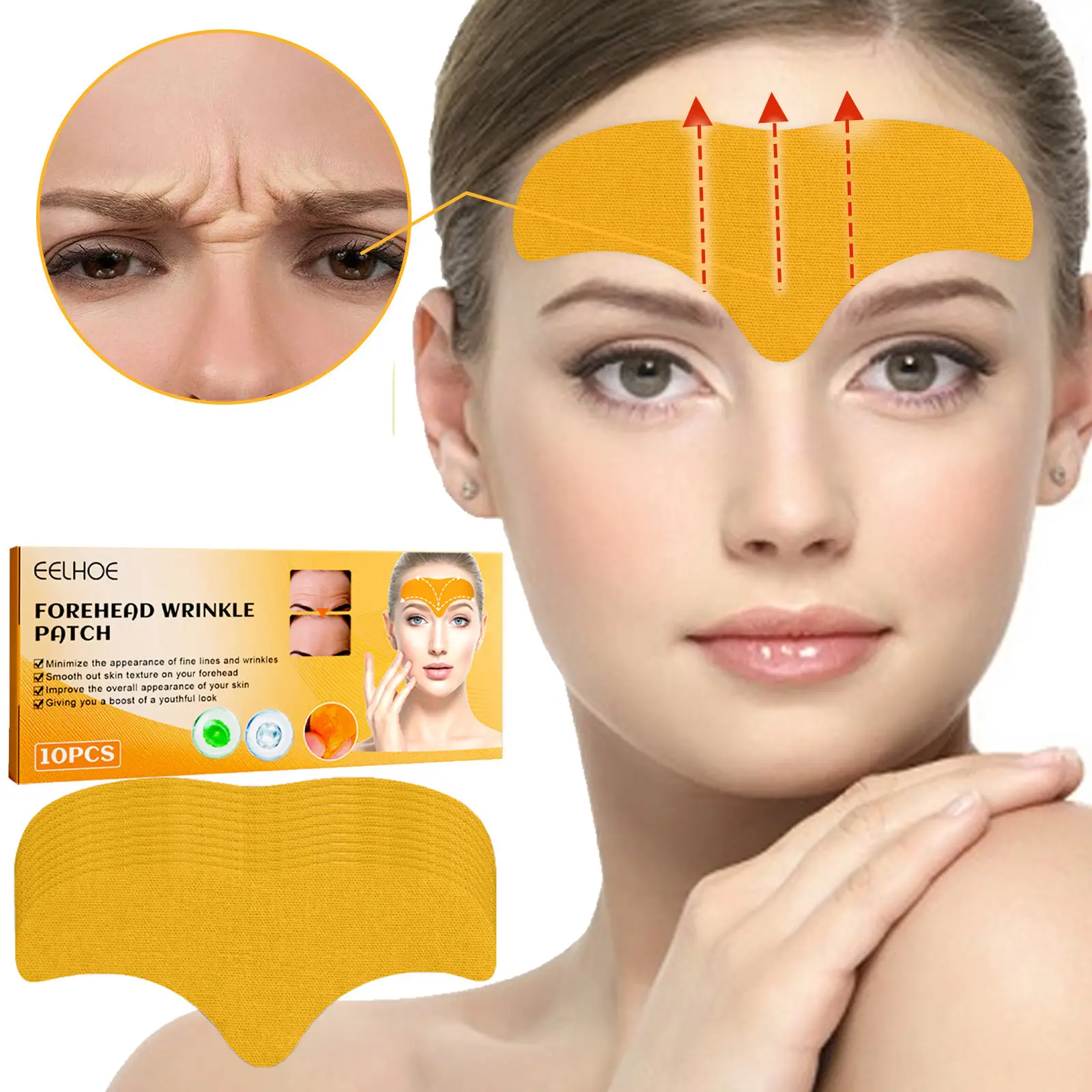 Forehead Wrinkle Patches 10PCS | Anti-Aging Forehead Mask to Smooth Fine Lines & Wrinkles, Hydrate Skin