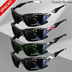 4-Pack Outdoor Polarized Sports Sunglasses for Men & Women, Windproof Stylish Eyewear Ideal for Baseball, Running, Fishing, Golf & Driving