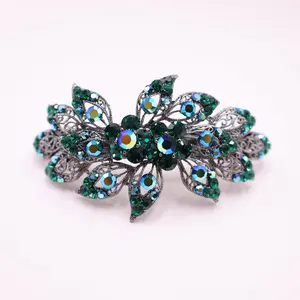 Emerald Green French Barrette for Long Thick Hair