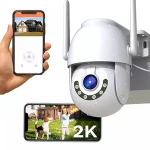 【JOOAN 2K Outdoor And Indoor Waterproof Wireless WiFi Security Camera 】IP66 Waterproof, 360° PTZ Rotation, Motion Detection Alarm, Two-Way Audio, Color Night Vision, 2.4G WiFi, Indoor/Outdoor Universal