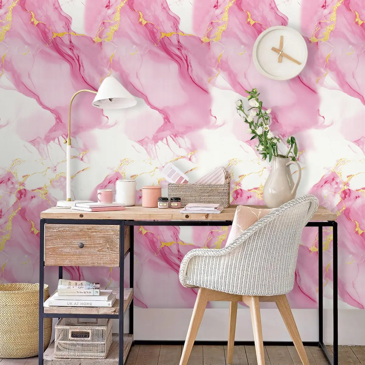 Marble-Texture Self-Adhesive Decorative Wallpaper Roll, Romantic Luxurious Waterproof Peel-and-Stick Wall Paper for Living Room, Bedroom and Interior Walls Decor, Marble Pattern Wallpaper, DIY Wallpapers