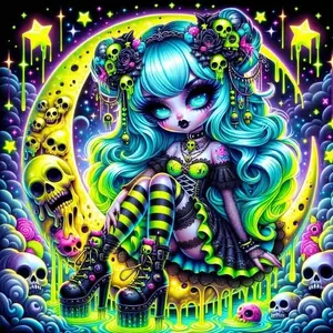 5D DIY Diamond Painting Kits Colorful Arts, Moon & Figure & Star Pattern Diamond Art Painting, DIY Wall Art Decor for Home Living Room Bedroom, Halloween