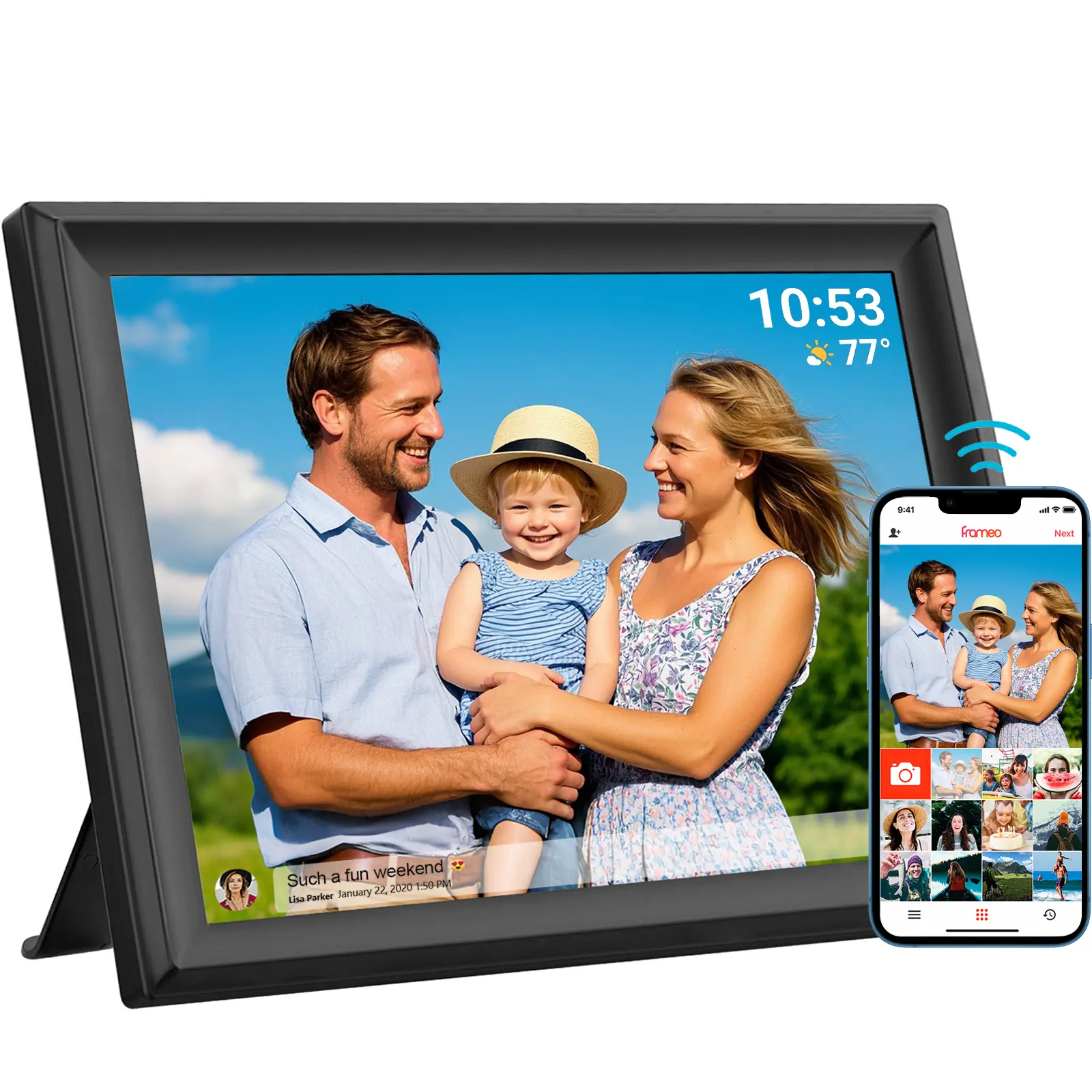 Frameo 15.6 Inch WiFi Digital Photo Frame with Auto-Rotate, IPS HD Touch Screen, Wall-Mountable, #SummerWins, #DealsForYouDays