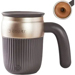 Self Stirring Coffee Mug, Rechargeable  Stirring Cup, Thermos, Electric Mixing Mug with Lid for Coffee/Milk/Cocoa and Other Beverages - 15 Oz (Gray)
