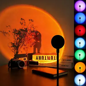 Colorful LED Sunset Lamp, Adjustable 7 Colors, USB Plug-And-Play, 360° Rotating, Wall Ceiling Background, Mini Portable Party Light, Led RGB Light