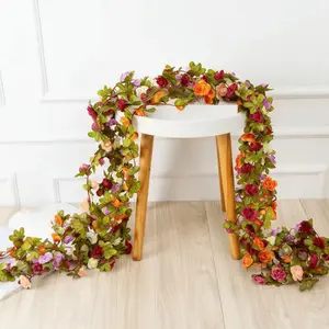 98.43inch Artificial Peony Vine, Plastic Fake Plants For Christmas Wedding Wreath, Family Room & Garden Arch Decoration, No Battery Or Electricity Needed