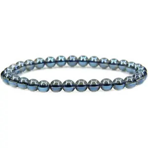 Natural Aqua Blue Clear Quartz Gemstone 6mm Round Beads Stretch Bracelet 7" Unisex
