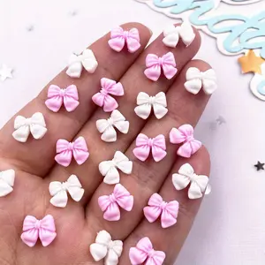 50pcs Mixed Resin White Pink Bowknot Art Flat back Rhinestone Scrapbook DIY Christmas Appliques Decor Jewelry Accessories Crafts