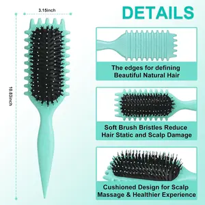 Curly Hair Brush, Curl Defining Brushes, Styling Brush for Curly Hair, Shaping and Defining Curls Brushes for Women (Green)