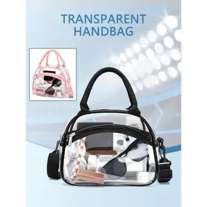 Transparent handbag with adjustable shoulder straps, suitable for use in work, school, travel, concerts, gyms, and gyms, unisex, made of thick and transparent PVC material, durable and reliable handbag.Perfect for packing your daily items .