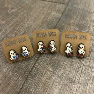 Bookish Goose Earrings – Cute Book Lover Wooden Studs