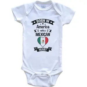 Born in America with A Mexican Heart One Piece Baby Bodysuit