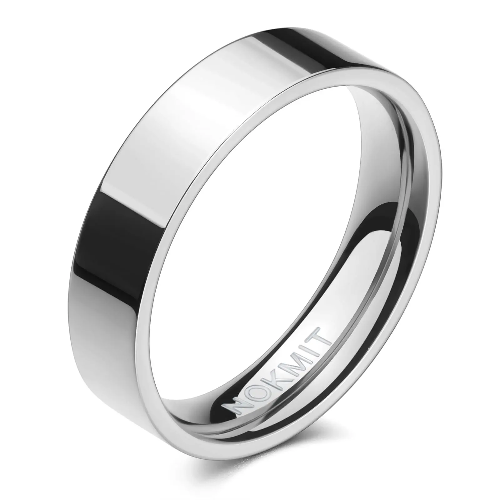 5mm Filled Rings For Women Dainty Thick Wedding Band Couple Anniversary Engagement Thumb Ring Gifts High Polished Plain Flat Tarnish Resistant Comfort Fit Size 4 To 11