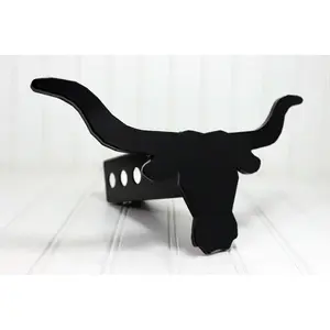 Matte Black Longhorn Hitch Cover Fits 2" Hitch Receiver Powder Coated Steel 11-1/4" x 5-5/8" x 1/4" Thick Square Tubing 6" Long with 3 Sets of Holes