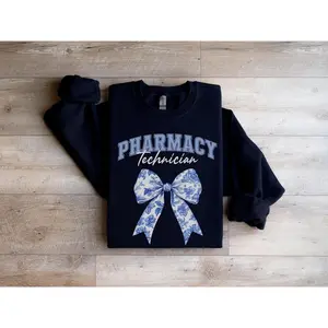 Coquette Pharmacy Technician Sweatshirt, T-Shirt, Hoodie, Cute Pharm Tech Bow Pullover, Pharmacy Student Crewneck, Cozy CPHT Assistant Sweater, Sweet Pharmacy Gift Top