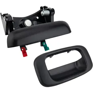 Tailgate Handle Latch Compatible for 1999-2007 Chevy Silverado GMC Sierra 1500 2500 3500 with Bezel Trim and Rod Clips, Replaces 15997911, 15228541, 15228540, 15228539