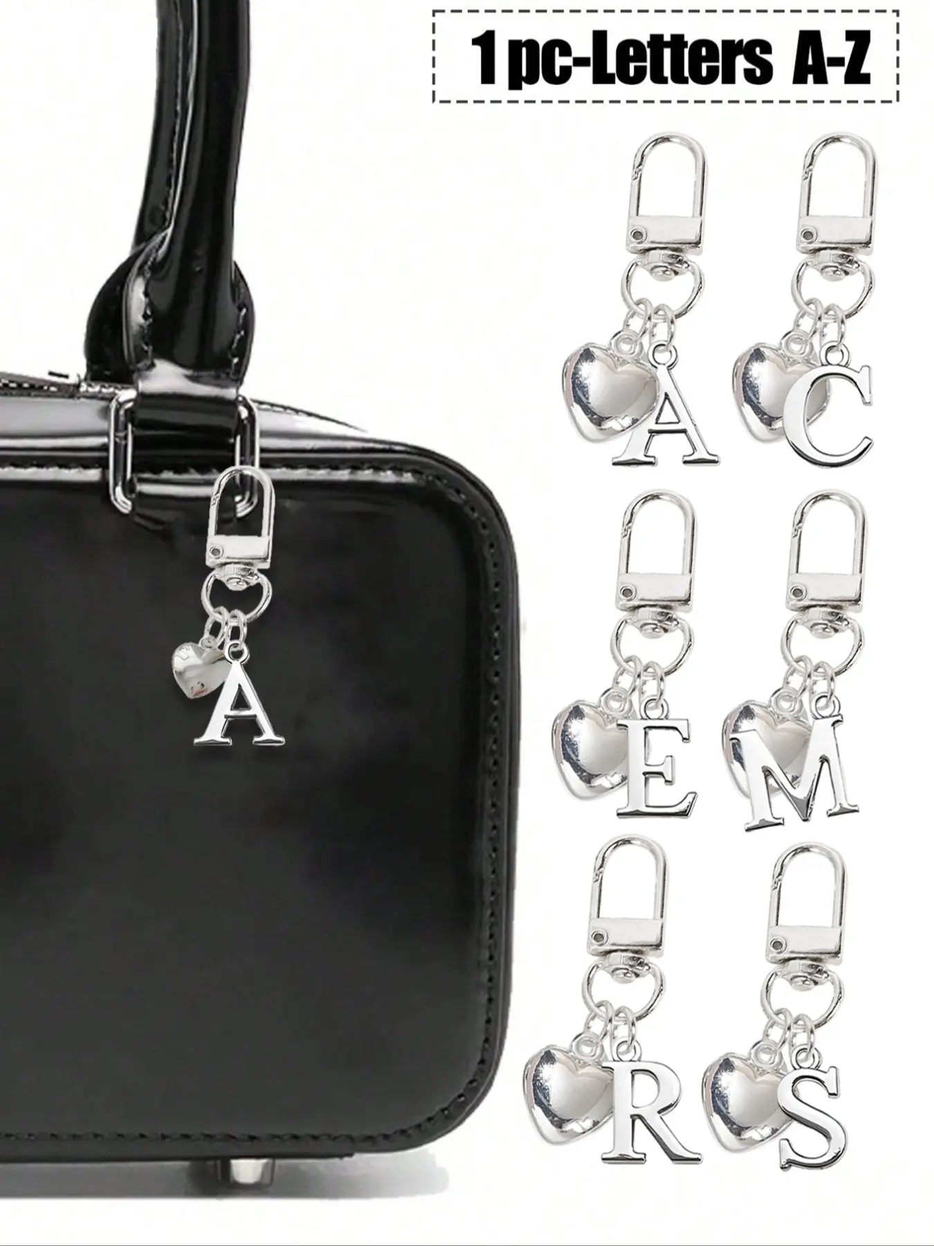 Personalised Heart Charm With Initials, Heart Keyring Accessory, Custom Bag Pendant, Gift, Keychain, Unique Mobile Phoneaccessories, Simple Design, Suitablefor Women'S Wallets And Mobile Phoneaccessories, Giving To Friends, Family,Girlfriends, Outdoor Acc