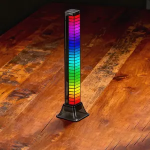 RGB 3D LED Flow Light Bars with Sound Control, Music Sync Dimmable Ambient Lighting, USB Powered Rhythm Lamp for Car, PC, TV