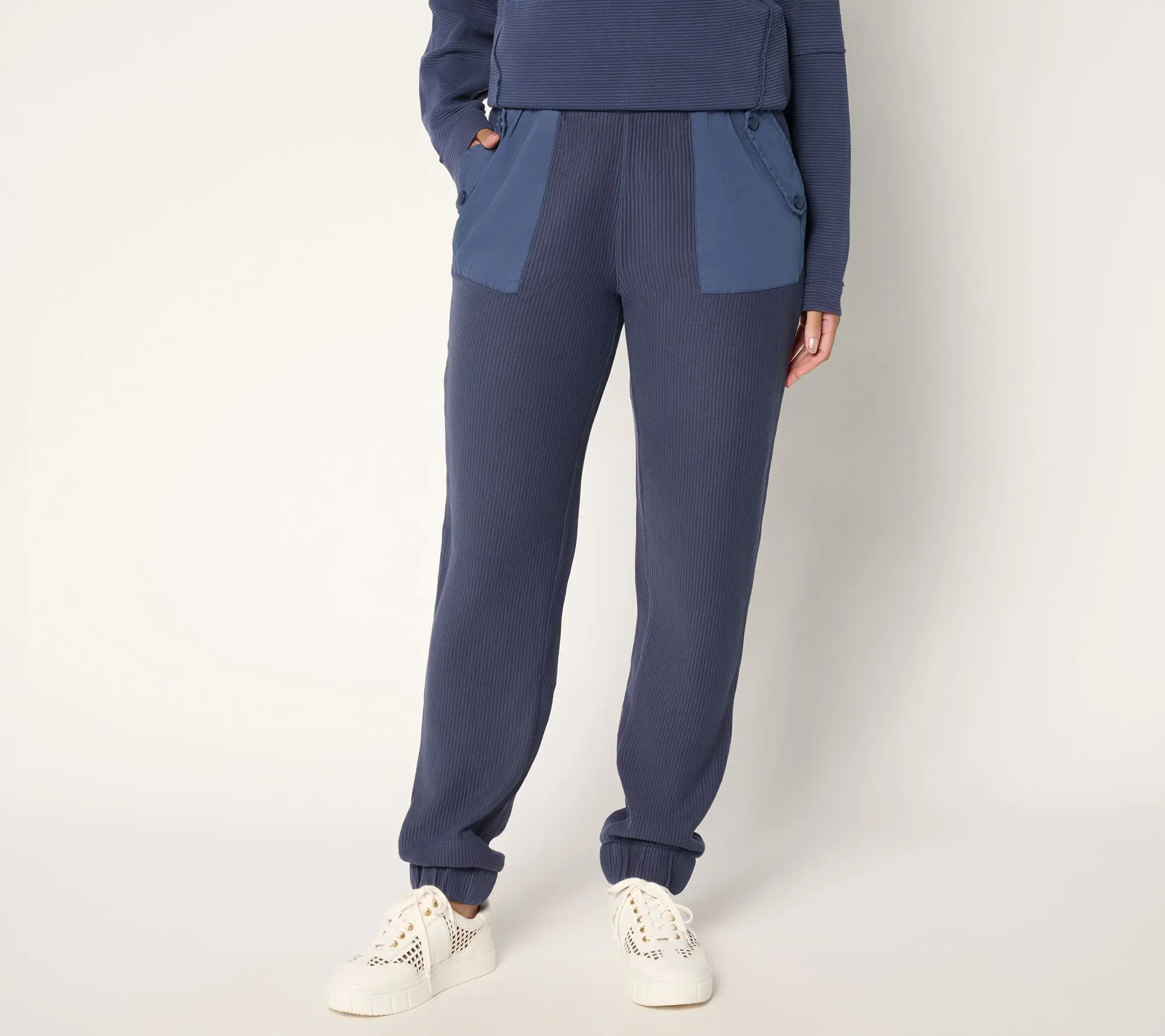 LOGO by Lori Goldstein Petite Full-Length Rib Knit Jogger