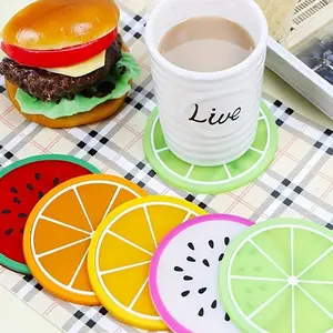 7 Piece Fruit Cup Mat Set, Creative Fruit Shape Non-Slip PVC Coasters, Ideal for Home and Restaurant Use, Durable and Stylish Design