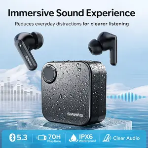 siawag 2026 New Wireless Bluetooth Earbuds, 12.4 mm Custom Dynamic Driver, 42 dB Active Noise Cancellation, 4 HD Mics with Clear Voice Technology