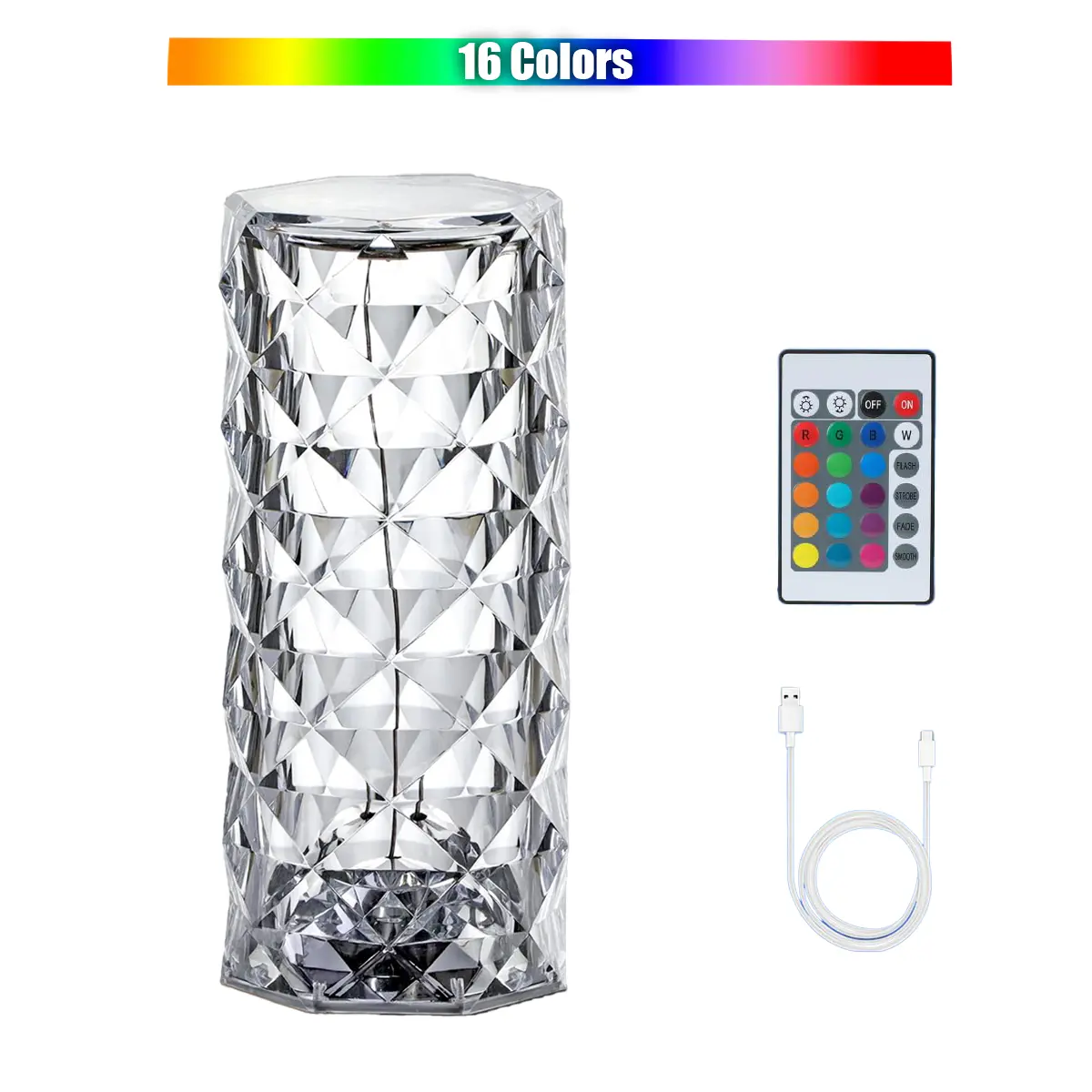 Portable Mini Crystal Table Lamp, Touchable Rechargeable Night Light with Remote Control, 0%-100% Adjustable Brightness, Suitable for Bedside Table Lamp in Bedroom, Living Room, Kitchen and Dining Room ( Rose Lamp)