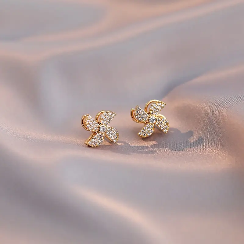 E0002 Golden Windmill Earrings