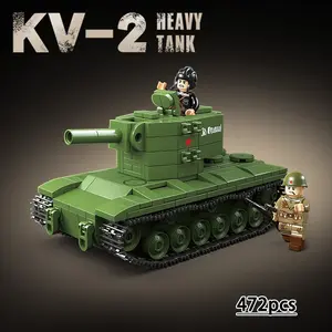 Military Building Blocks KV-2 Heavy Tank Construction Set, MOC World War II Military Tank Armored Vehicle Model, Compatible with Lego Bricks, Made from High-Quality ABS Material