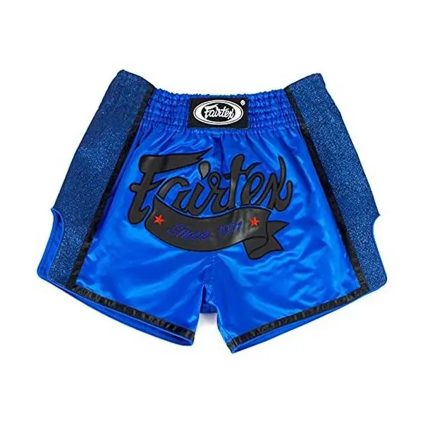 Fairtex BS1702 Blue Muay Thai Sport Shorts, Slim-Cut Design in Premium-Quality Satin for Muay Thai Practitioners
