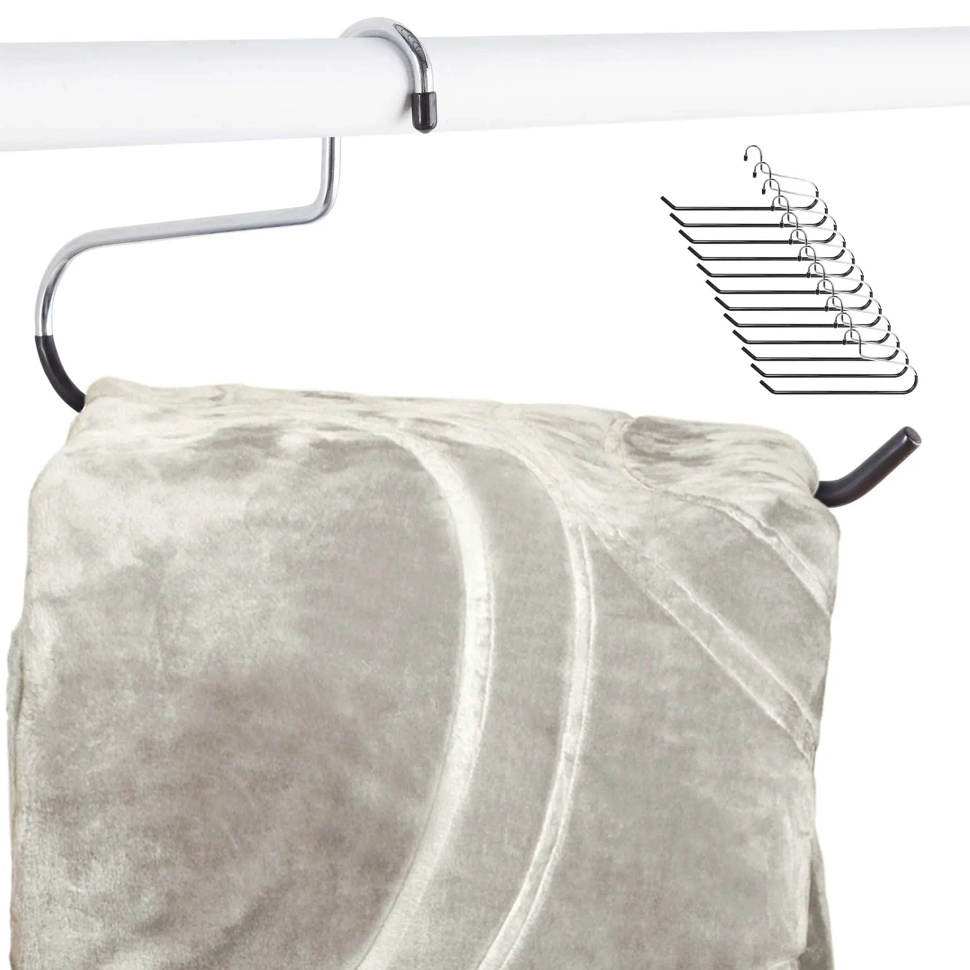 Stainless Steel Quilt Hangers (12 Pack) - Vinyl Non-Slip Coating - Holds Up to 40 Lbs - Heavy Duty for Closet Storage, Comforters, Bedding, Towels, Rugs