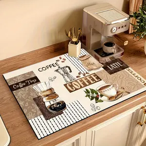 1 Coffee Machine Mat-non-slip Washable Diatomite Drying Mat, Suitable for Countertops and Kitchens, Absorbent Drainage Mat