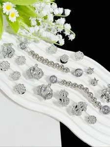 18-Piece Silver Color Chain Rhinestone Shoe Charms, Detachable Buckle, Perfect for Easter, Birthday, Valentine's Day Gifts, Rhinestone Shoe Decoration, Rhinestone Shoes Charms