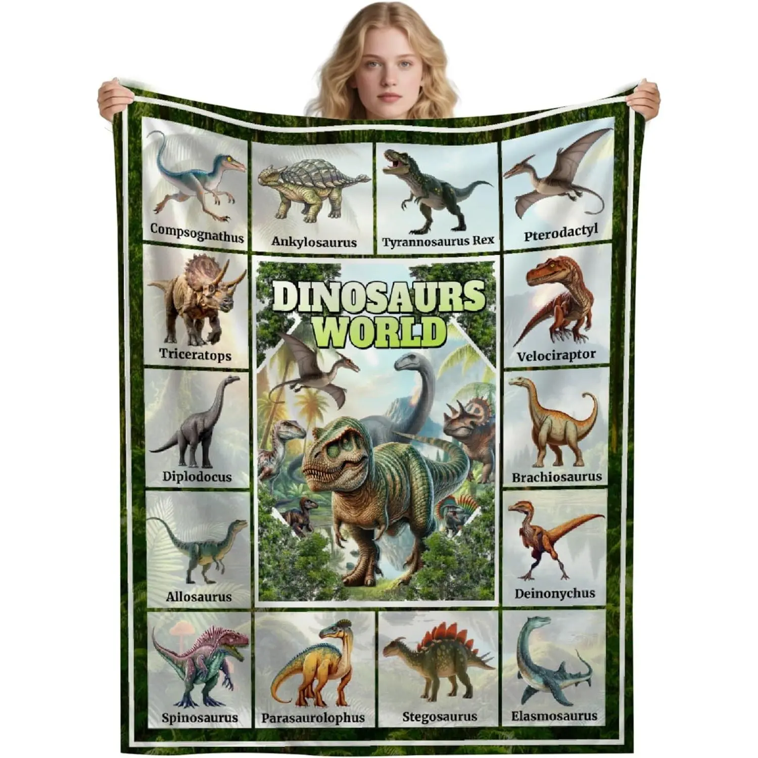 Dinosaur Blanket for Boys Girls,Ultra Soft Dino Blanket Decor for Couch Sofa Bed,Educational Gifts for Dinosaur Lovers,40"x50"-Kids/Throw Size, Skin Friendly Blanket, Everyday Use, All Season Blanket, Breathable Blanket