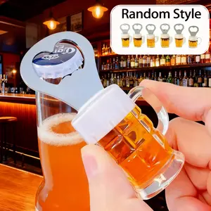 1/2/3 Random Funny Bottle Opener,Fridge Magnets,Magnetic Bottle Opener For Fridge,Strong Magnet,Stainless Steel,Beer Mug Bottle Opener,Viral Bottle Opener,BeerLoverGifts,ChristmasGift,Cute Beer Mug Design