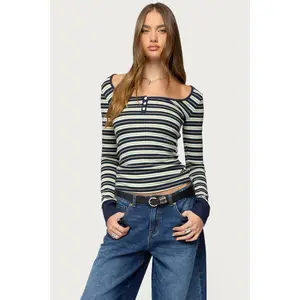 Jaida Striped Henley Top