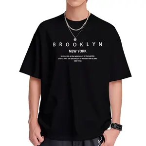 1pc Men's Casual Brooklyn Print T-Shirt, Polyester Knit Fabric, Round Neck, Regular Fit, Soft and Comfortable, Summer Graphic Tee for Adults